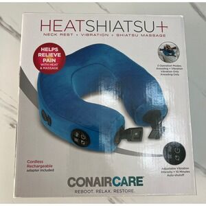 ConairCare HeatShiatsu+ Neck Rest Massager Heat Vibration Blue NM25F Cordless